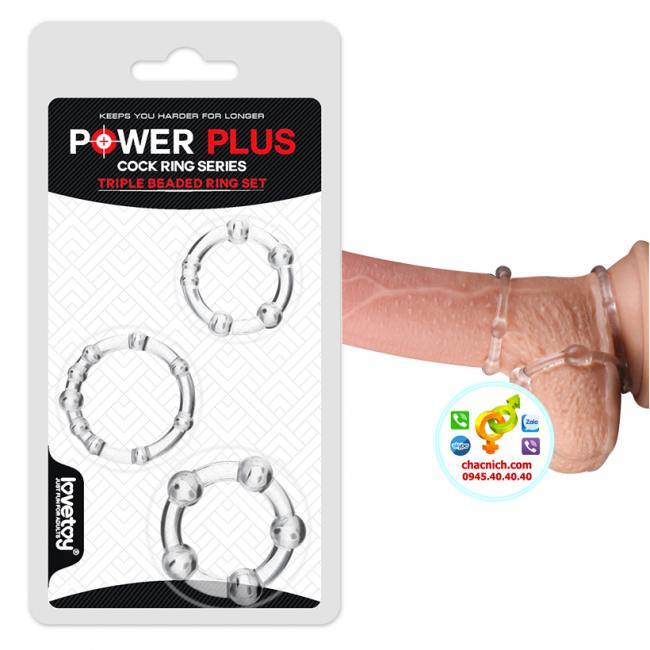 Bộ 3 vòng cockring bi cao cấp Lovetoy Power Plus Triple Beaded