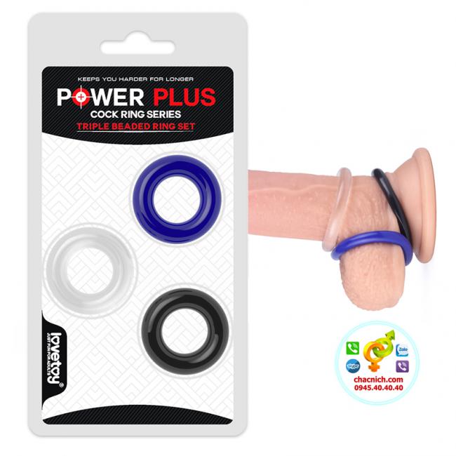 Bộ 3 vòng cockring giúp tăng kích cỡ và chống xuất sớm Lovetoy Power Plus Triple Donut