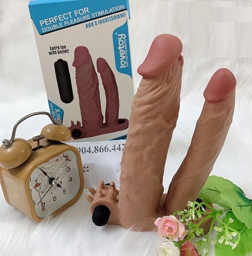 Bao đôn Lovetoys 2 nhánh rung silicon an toàn kích thích đa điểm cùng lúc