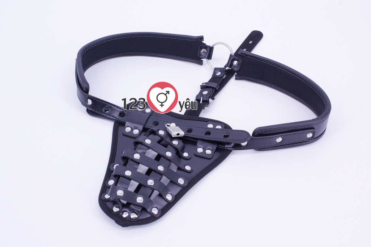 Khoá dương vật da cao cấp inox đen độc đáo dành cho nam