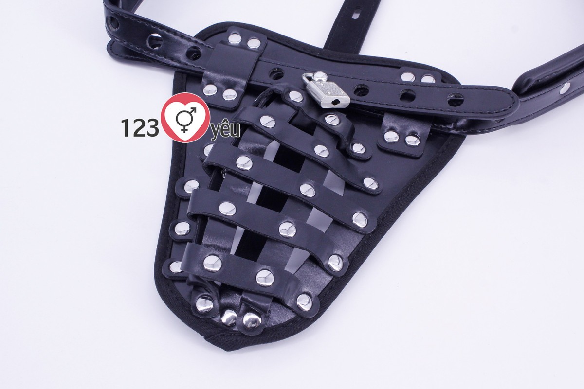 Khoá dương vật da cao cấp inox đen độc đáo dành cho nam