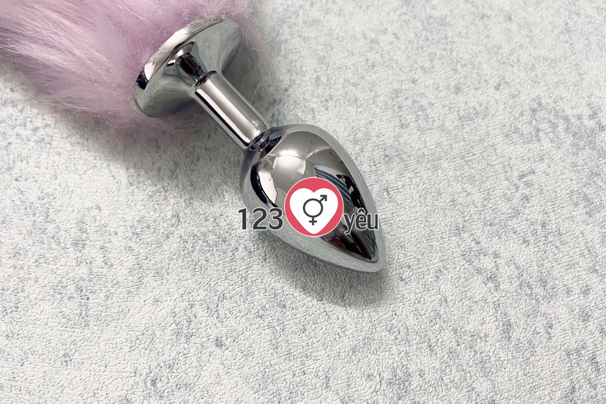 Dụng cụ kích thích hậu môn đuôi sói inox lông chồn cao cấp