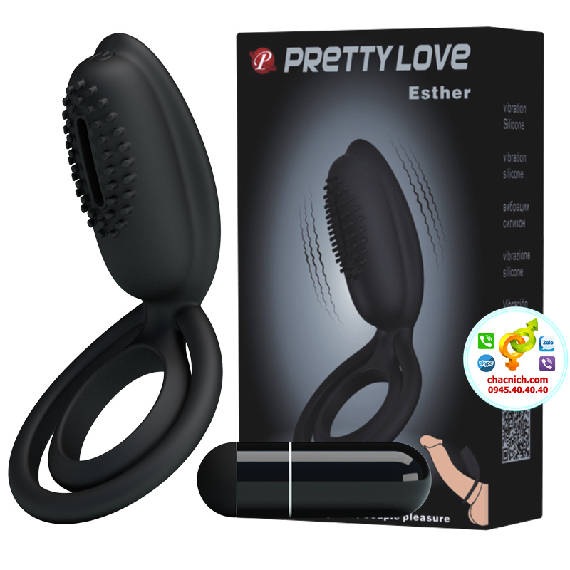 Vòng đeo dương vật rung Prettylove Esther silicon PE kích thích G Vòng đeo dương vật rung Prettylove Esther silicon PE kích thích G