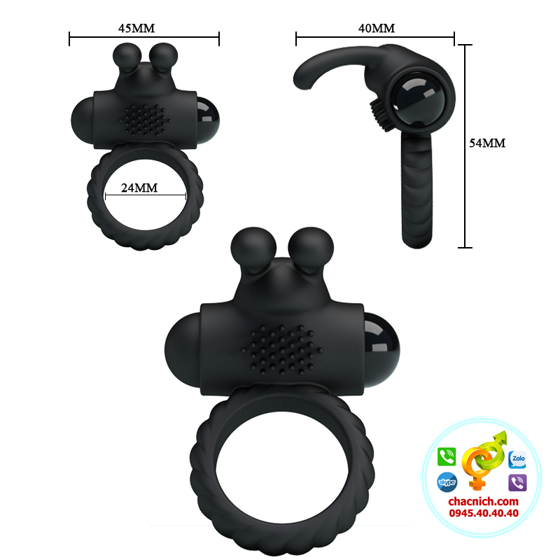 Vòng đeo dương vật rung Prettylove Eudora silicon mềm mại kích thích điểm G