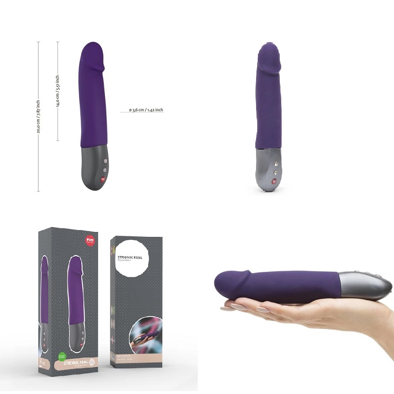 Dương vật giả rung thụt Real Fun Stronic kích thích điểm G cực khoái pin sạc