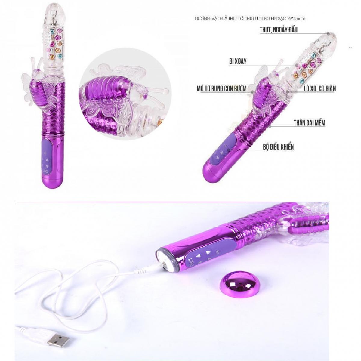 Dương vật rung thụt Libo silicone kích thích âm đạo hột le