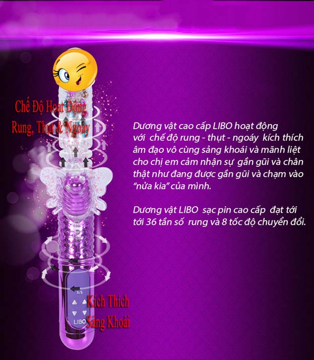 Dương vật rung thụt Libo silicone kích thích âm đạo hột le