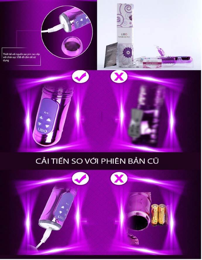 Dương vật rung thụt Libo silicone kích thích âm đạo hột le