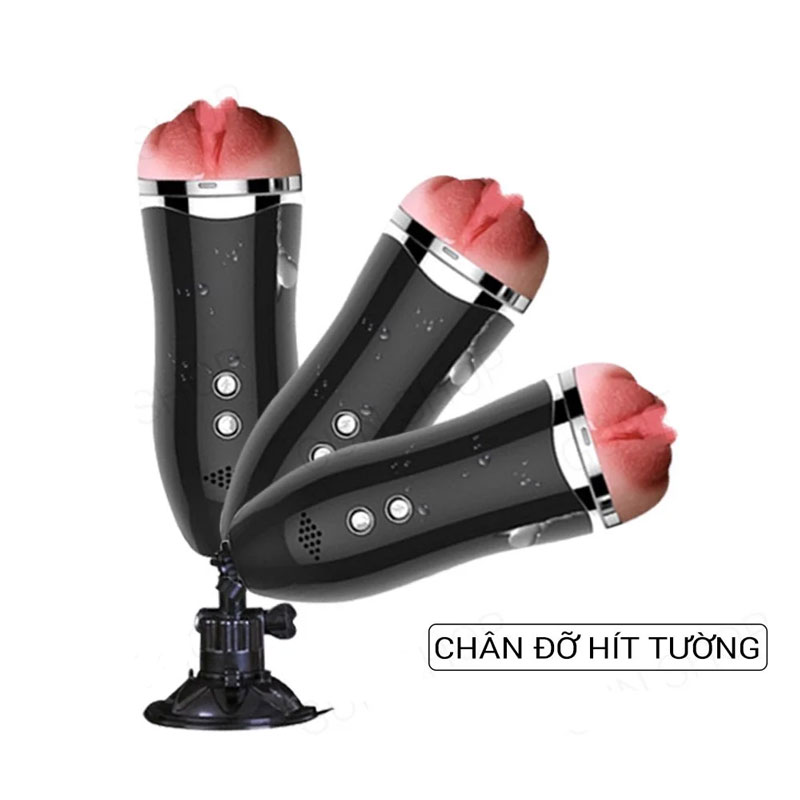 Âm đạo giả gắn tường JIUAI rung 360 độ silicone cao cấp