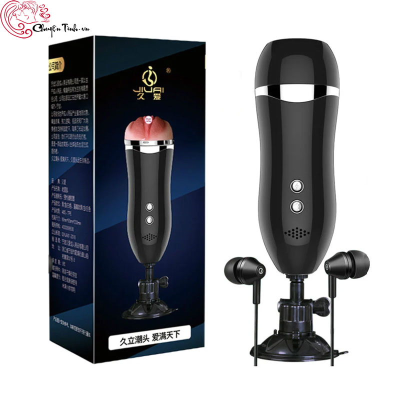 Âm đạo giả gắn tường JIUAI rung 360 độ silicone cao cấp