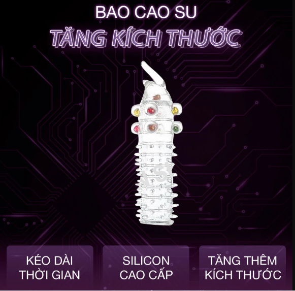 Bao cao su đôn dên bi gai silicon y tế cao cấp tái sử dụng bền