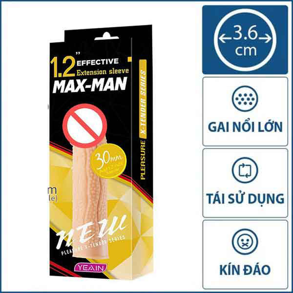 Bao Cao Su Đôn Dên Maxman Chấm Bi Tăng Kích Thước 50%