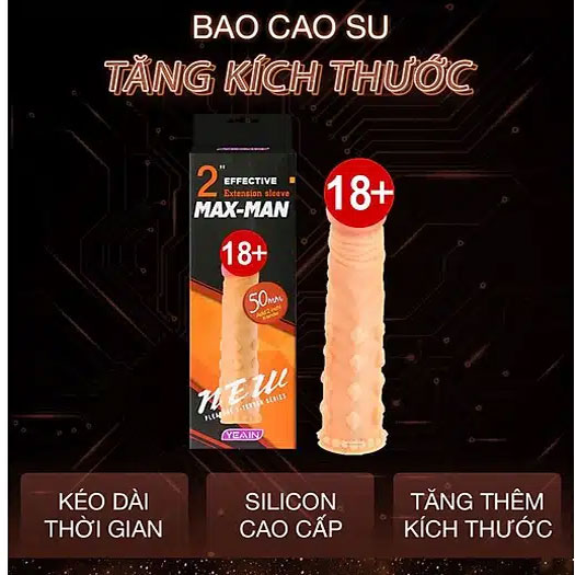 Bao cao su đôn dên Maxman gân bi tăng kích thước, kéo dài thời gian