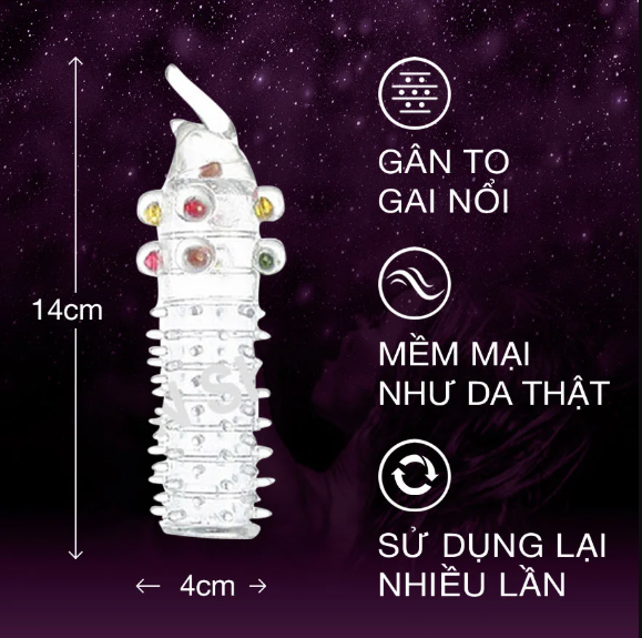 Bao cao su đôn dên bi gai silicon y tế cao cấp tái sử dụng bền