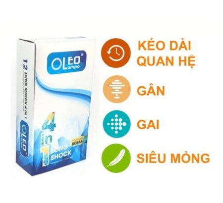Bao cao su Oleo Lampo Long Shock 4in1 siêu mỏng kéo dài