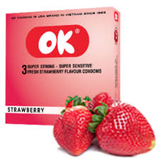 Bao cao su Ok Strawberry 144s hương dâu tăng cảm giác