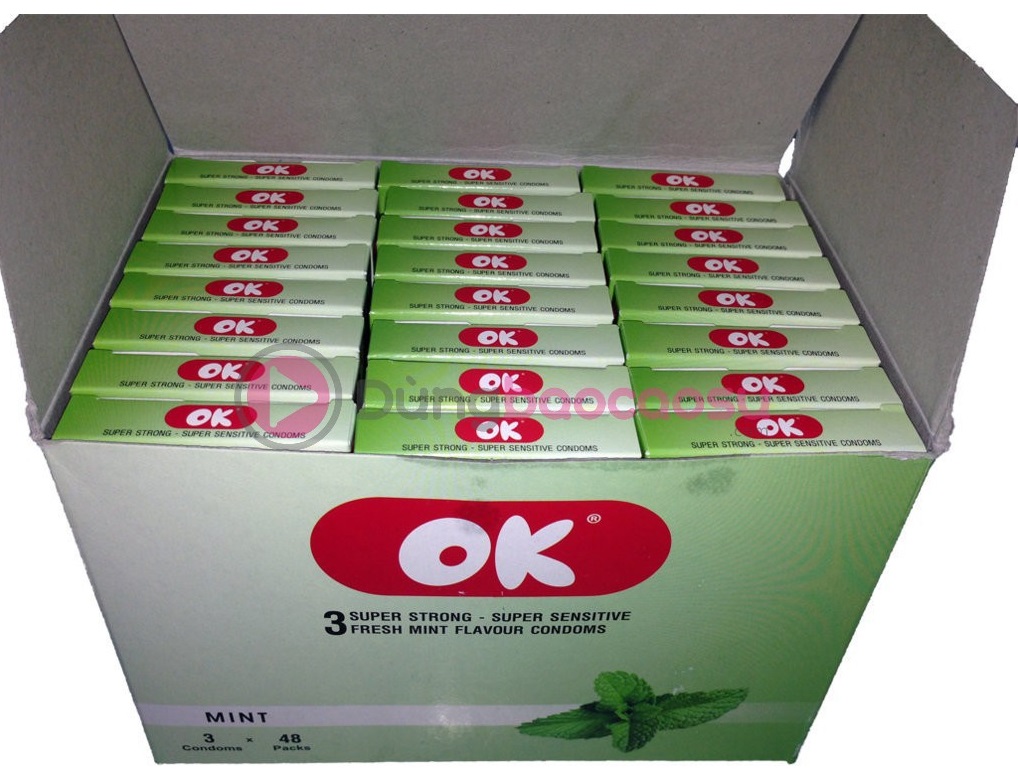 Bao cao su Ok Mint 144s hương bạc hà mát lạnh tăng khoái cảm