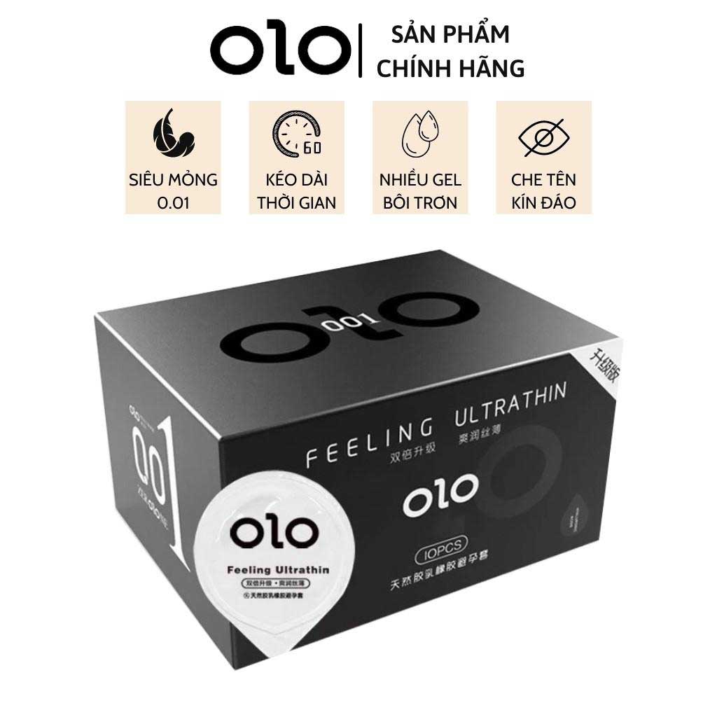 Bao cao su OLO 0.01 đen siêu mỏng hương vani tăng cảm giác