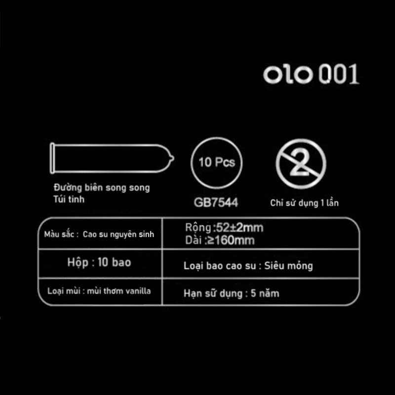 Bao cao su OLO 0.01 đen siêu mỏng hương vani tăng cảm giác