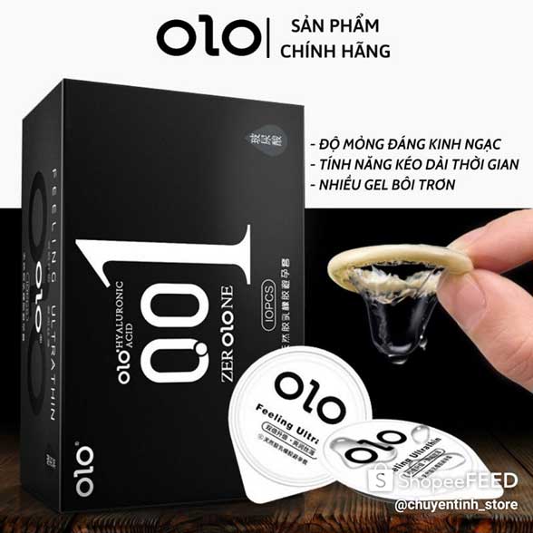 Bao cao su OLO 0.01 đen siêu mỏng hương vani tăng cảm giác