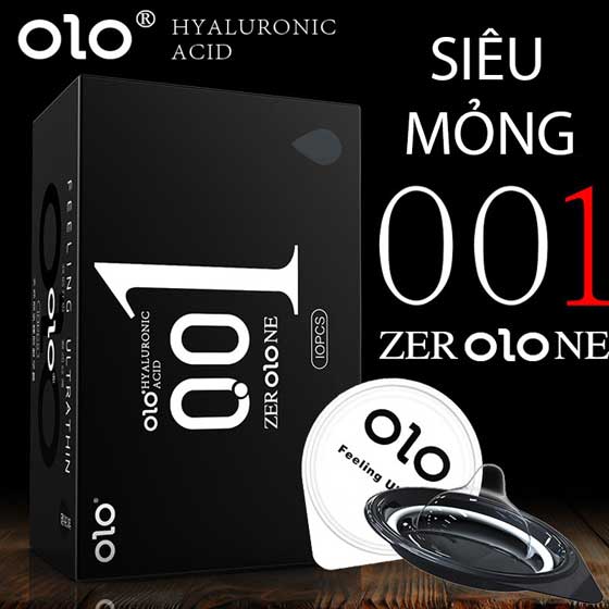 Bao cao su OLO 0.01 đen siêu mỏng hương vani tăng cảm giác