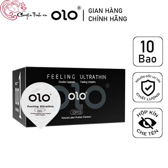 Bao cao su OLO 0.01 đen siêu mỏng hương vani tăng cảm giác