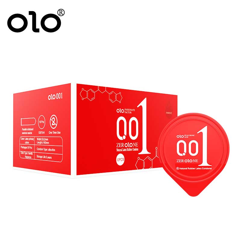 Bao cao su OLO 0.01 đỏ siêu mỏng nóng ấm hộp 10 cái an toàn