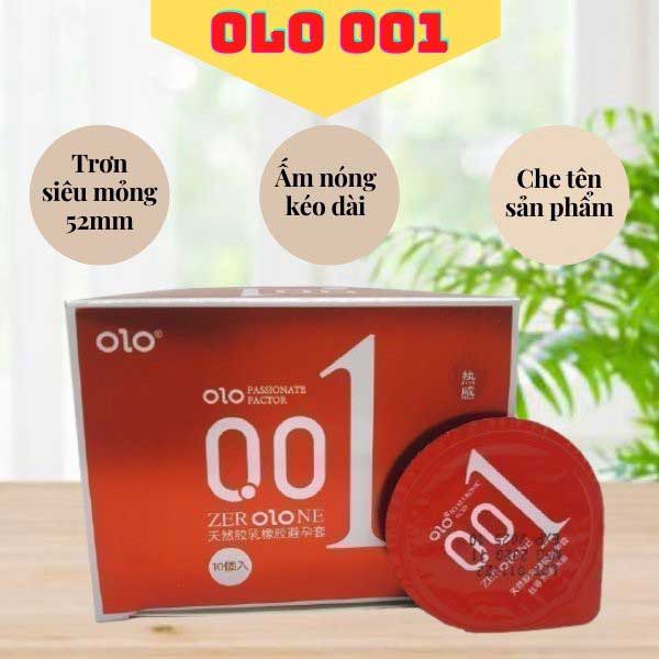 Bao cao su OLO 0.01 đỏ siêu mỏng nóng ấm hộp 10 cái an toàn