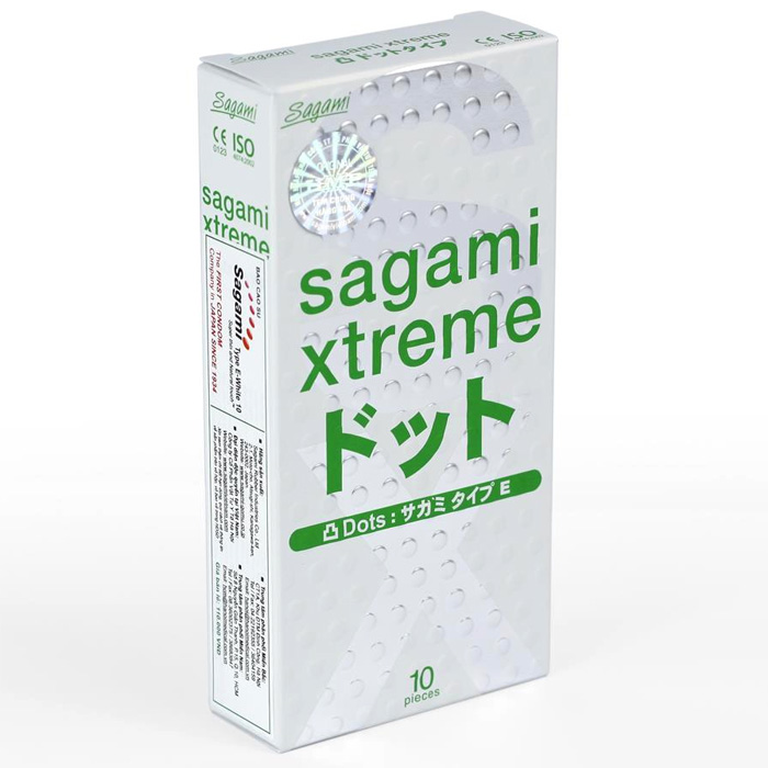 Bao cao su Sagami Xtreme Dots gân gai siêu mỏng hộp 10 chiếc an toàn
