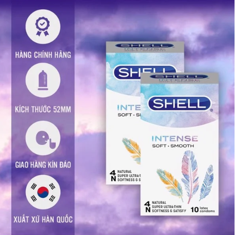 Bao cao su Hàn Quốc Shell Intense siêu mỏng 10s chống tuột an toàn