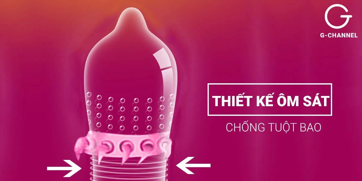 Bao cao su Super Gold gân gai siêu lớn hộp 2 cái an toàn