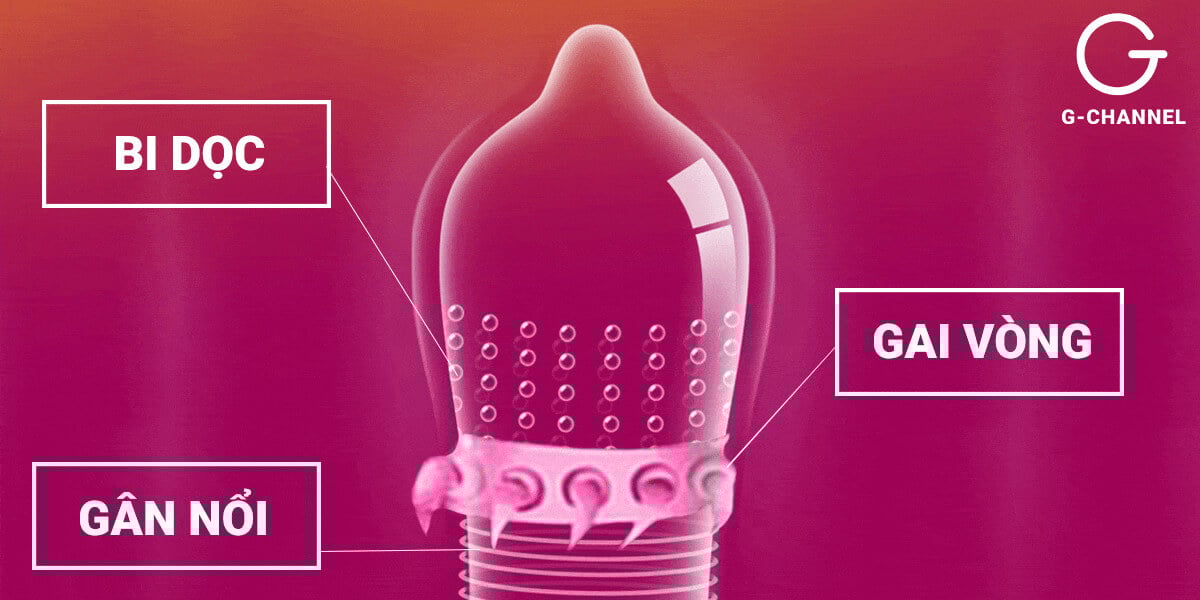 Bao cao su Super Gold gân gai siêu lớn hộp 2 cái an toàn