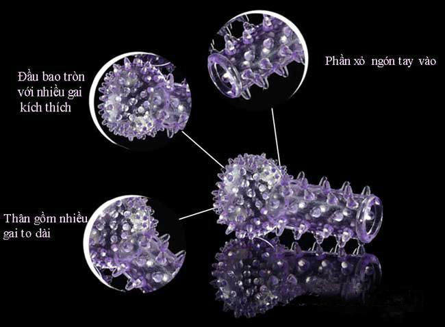 Bao cao su đôn dên đeo ngón tay silicon gai massage điểm G siêu kích thích