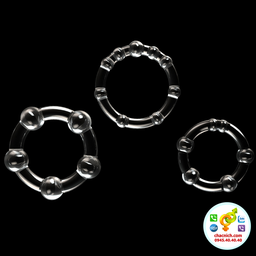 Bộ 3 vòng cockring bi Lovetoy silicone mềm cao cấp co giãn chuẩn size