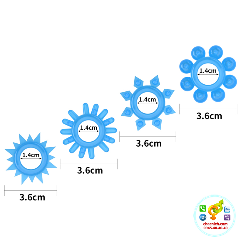 Bộ 4 vòng cockring Lovetoy Lumino Play phát sáng Mỹ