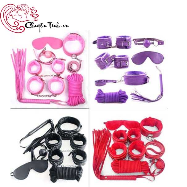 Bộ đồ chơi BDSM da 7 món đa dạng kích thích đam mê phòng the