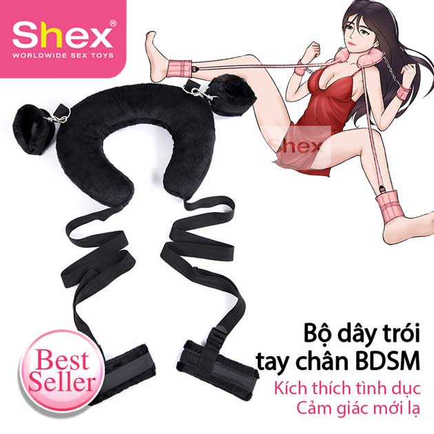Bộ trói cổ chân tay nệm bông tăng cảm xúc khoái cảm