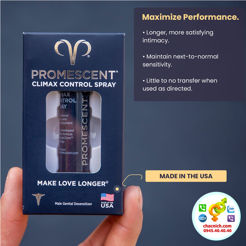 Chai xịt kéo dài Promescent Delay Spray 2.6ml Mỹ chính hãng