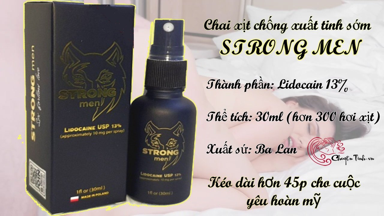 Chai xịt Strong Men chống xuất tinh sớm lidocain 13% siêu hiệu quả