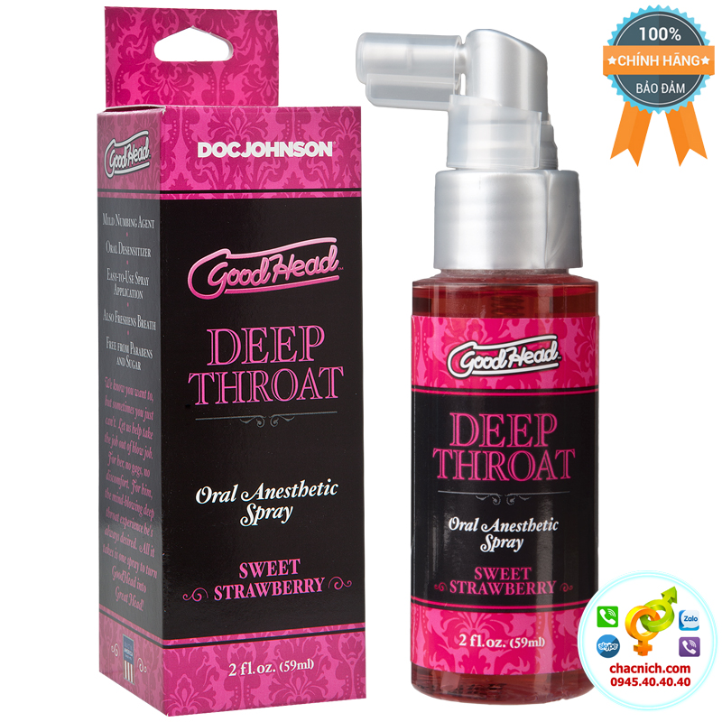 Xịt Sweet Strawberry Deep Throat tăng khoái cảm hương dâu Mỹ
