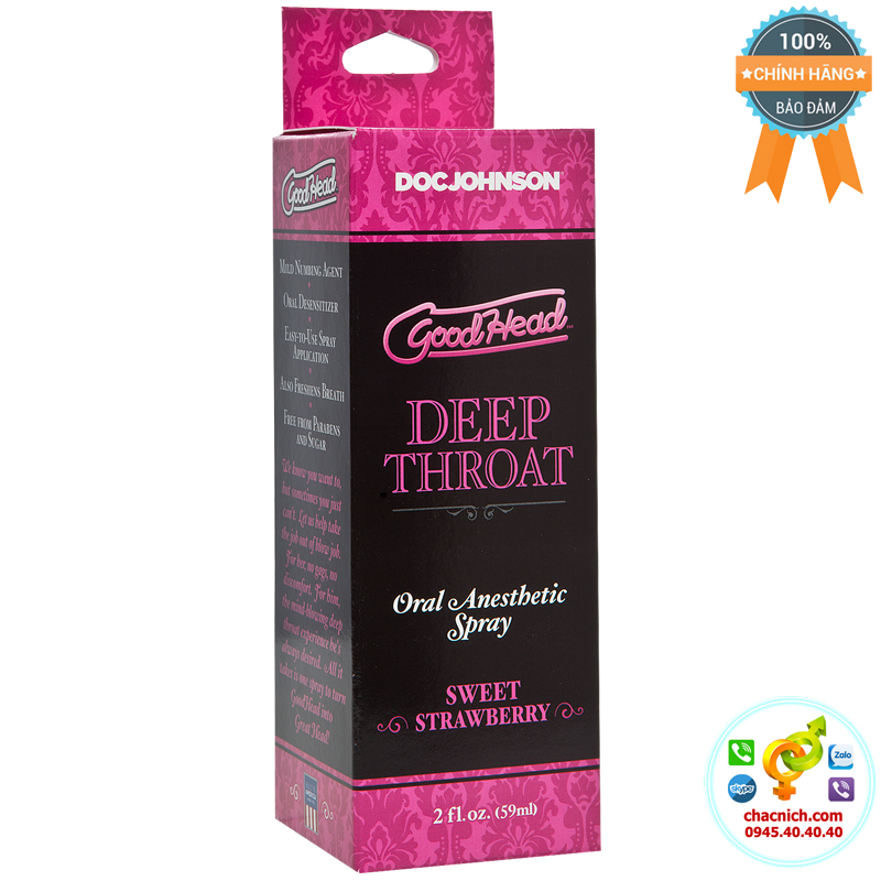Xịt Sweet Strawberry Deep Throat tăng khoái cảm hương dâu Mỹ
