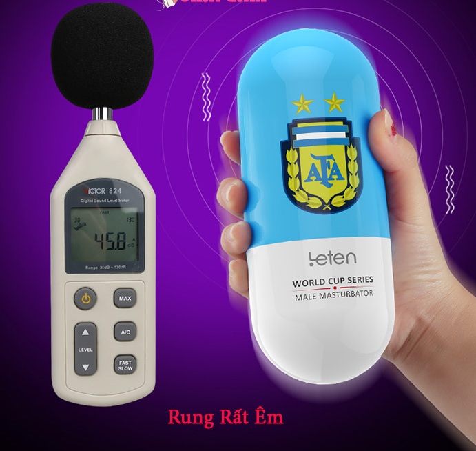 Cốc thủ dâm Leten Football rung sạc điện silicon y tế an toàn