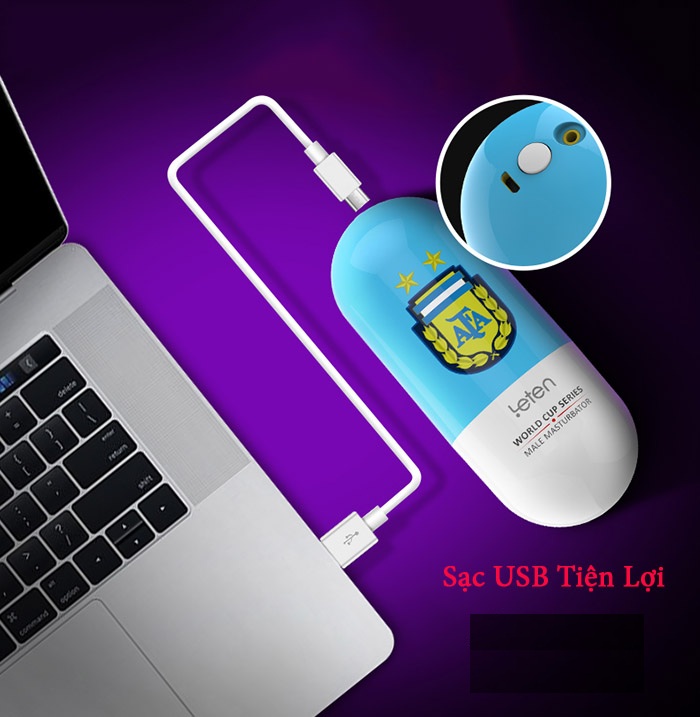 Cốc thủ dâm Leten Football rung sạc điện silicon y tế an toàn