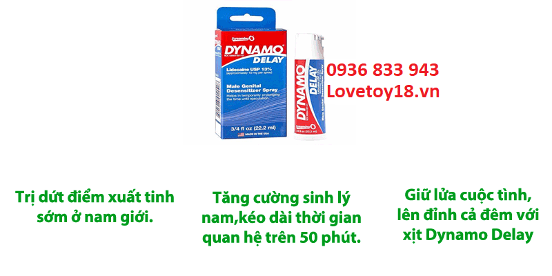 Chai xịt Dynamo Delay kéo dài thời gian quan hệ chống xuất tinh sớm
