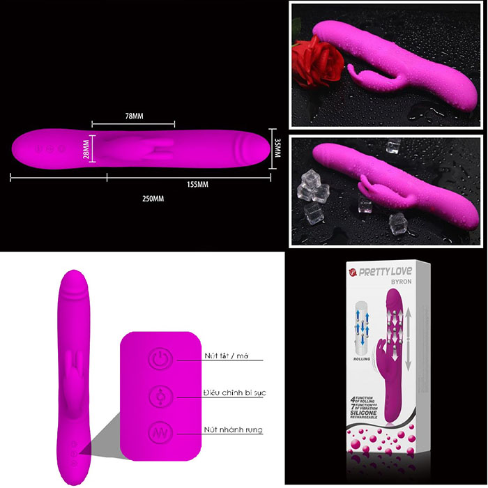 Dương vật Prettylove Byron rung cuộn trào cảm xúc massage âm đạo hiệu quả