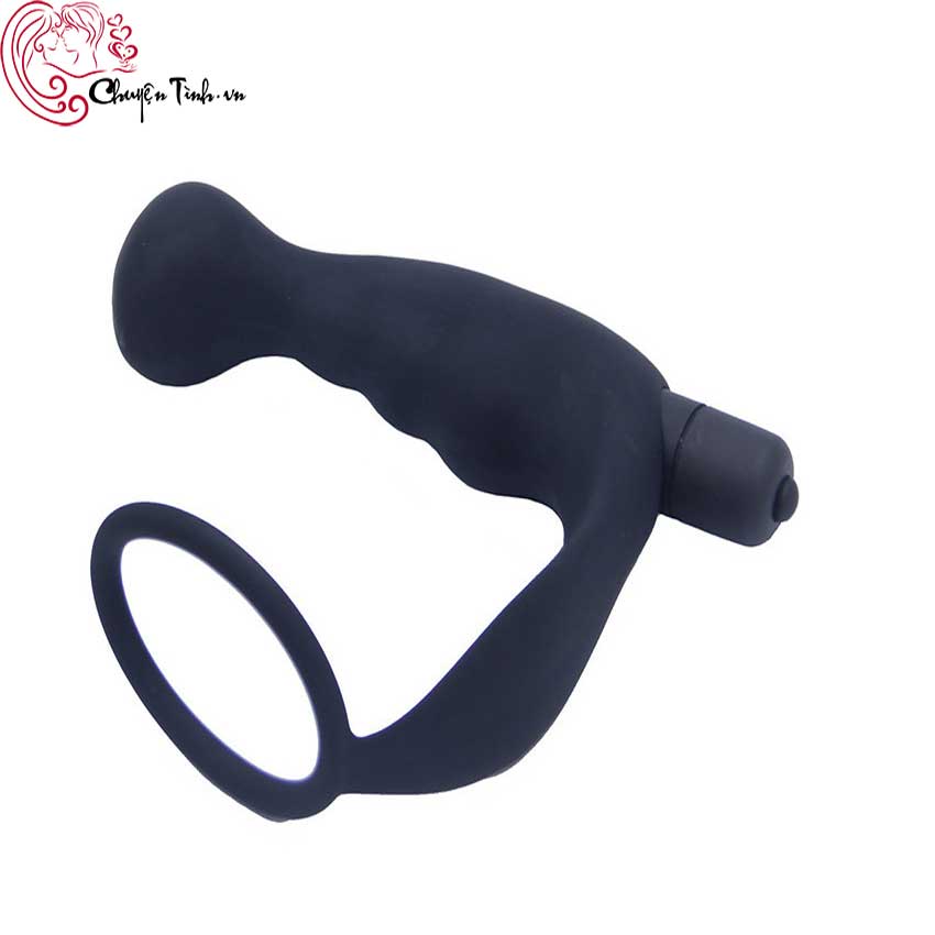 Dụng cụ massage hậu môn silicon rung 10 kiểu có quai đeo pin AAA