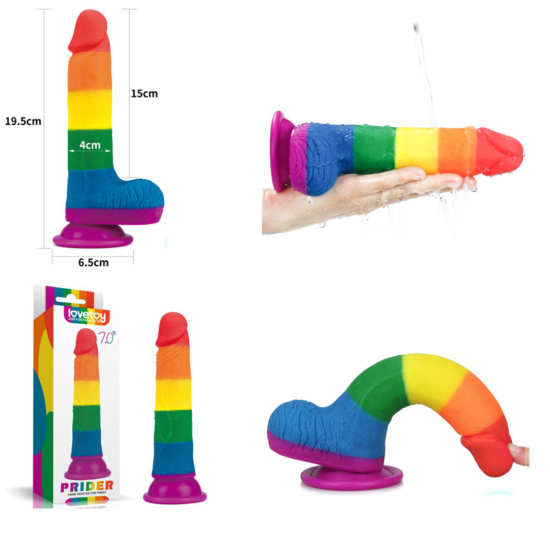 Dương vật giả 7 màu Lovetoy Prider silicon mềm mại kích thích điểm G