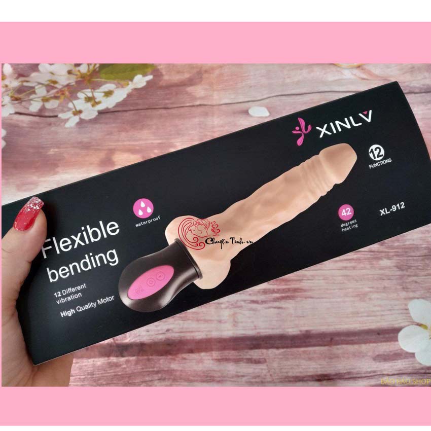 Dương vật giả đa năng sưởi ấm flexible bending rung xoay silicon mềm