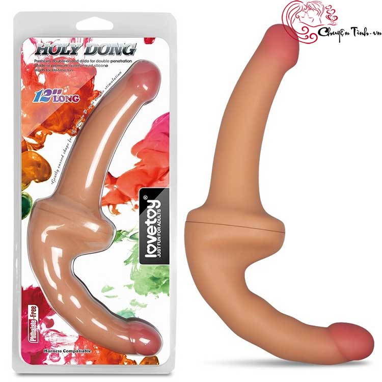 Dương vật giả Lovetoy hai đầu cho les sextoy silicon cao cấp mềm