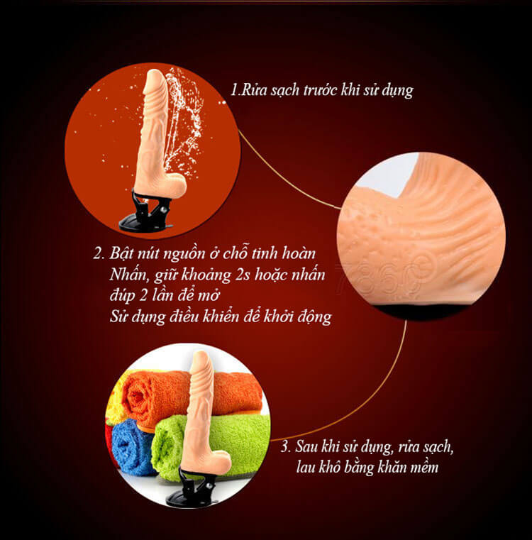 Dương vật điều khiển siêu nhún xoay 12 chế độ rung sạc USB